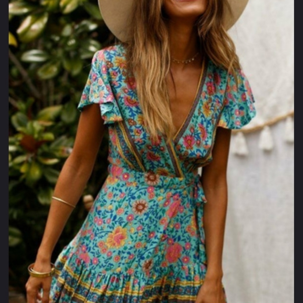 Wrap BOHO summer dress NWOT